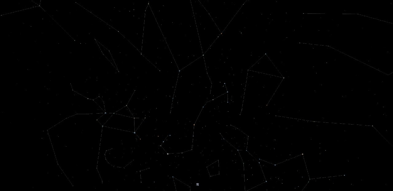 Asterarium で表示した東京の夜空と星座線